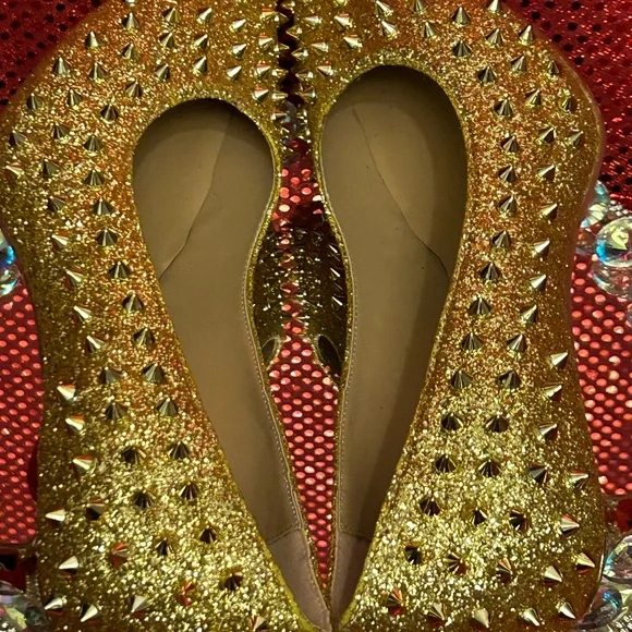 Christian Louboutin Gold Studded Women's Shoes Size 44 (US Women’s 12) - Picture 14 of 15